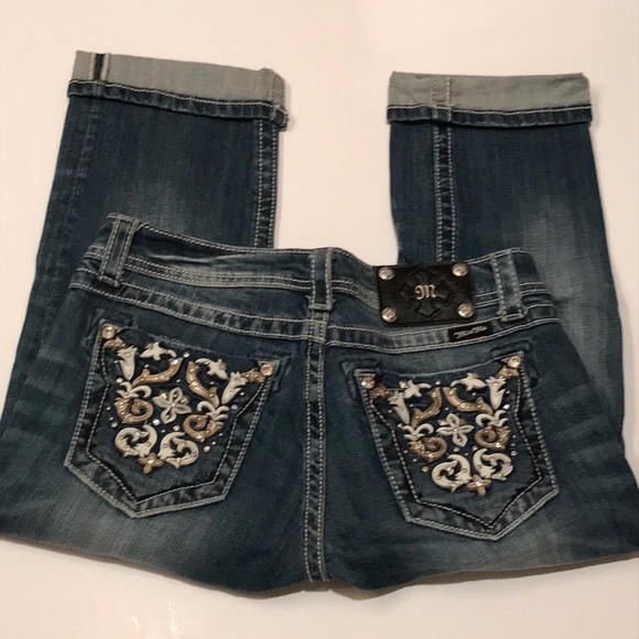 Miss me cuffed capri 29 bling gems jeans - Picture 3 of 12